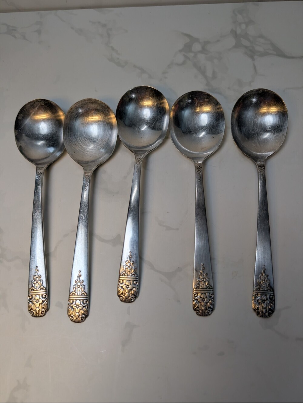 Wm A Rogers Margate 1938 Silverplate Soup Spoons 8 1/4" Set of 5 Oneida